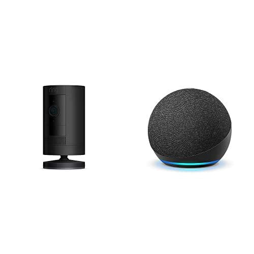 Ring Stick Up Cam Battery HD security camera (Black) with Echo Dot (4th Gen - Charcoal)