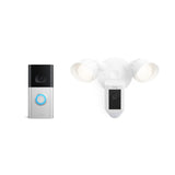 Ring Video Doorbell 4 (2021 release) with Ring Floodlight Cam Wired Plus, White (2021 release)