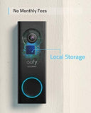 eufy Security, Wi-Fi Video Doorbell, 2K Resolution, No Monthly Fees, Local Storage, Human Detection, with Wi-Fi Chime¨CRequires Existing Doorbell Wires and Installation Experience, 16-24 VAC, 30 VA