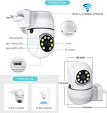 Eversecu 1080P 2MP Wireless PTZ Security Camera Plugged Into The Power outlets & Play, Humanoid Auto Tracking, 2 Way Audio, Spotlight Color Night Vision, Tuya Smart Life App