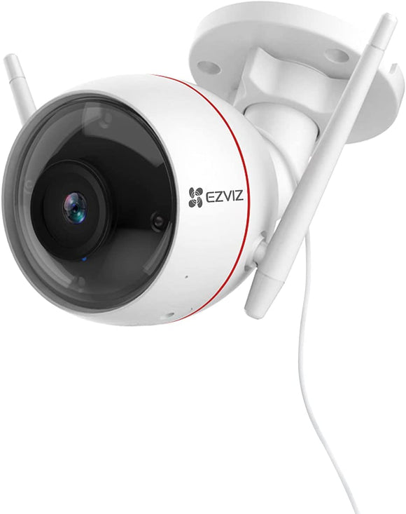 EZVIZ Outdoor Security Camera, Surveillance IP66 Weatherproof, 100ft Night Vision, Strobe Light & Siren Alarm, Two-Way Audio, Works with Alexa Google Home (CTQ3W)