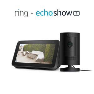 Ring Stick Up Cam Plug-In (Black) bundle with Echo Show 5 (2nd Gen)