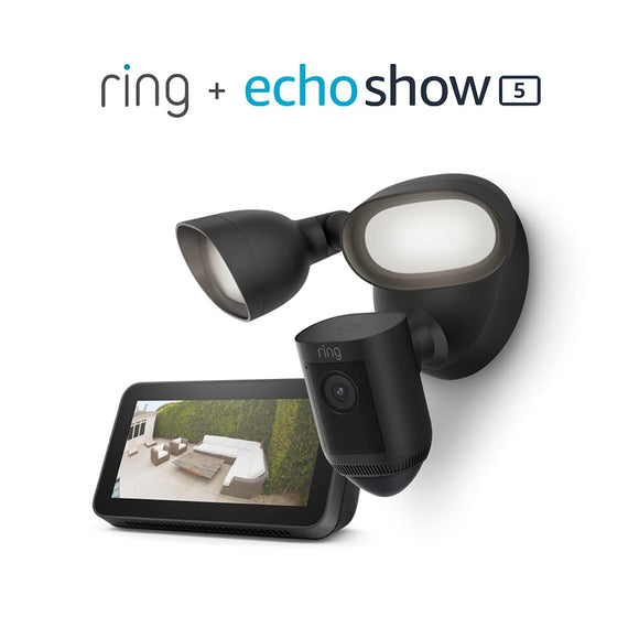 Ring Floodlight Cam Wired Pro Black with Echo Show 5 (2nd Gen)