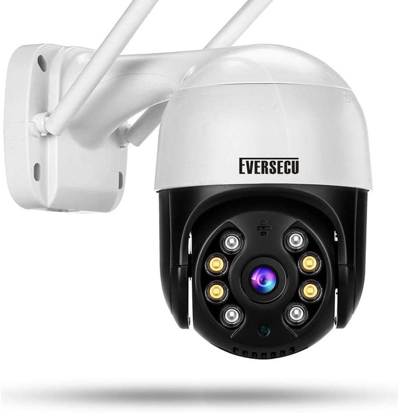 EVERSECU Outdoor PTZ Security Camera, 1080P Home 2.4Ghz WiFi IP Surveillance Camera, Two Way Audio Motion Detection Night Vision Outdoor CCTV Camera Supports SD Card and Cloud Storage