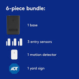 ADT 6 Piece Wireless Home Security System - DIY Installation - Optional Professional Monitoring - No Contract - Compatible with Google Assistant & Alexa - Graphite