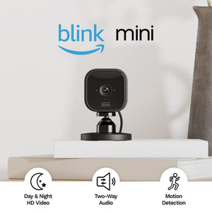 Blink Mini ¨C Compact indoor plug-in smart security camera, 1080p HD video, night vision, motion detection, two-way audio, easy set up, Works with Alexa ¨C 3 cameras (Black)