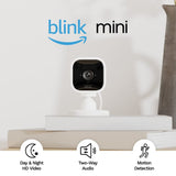 Blink Mini ¨C Compact indoor plug-in smart security camera, 1080p HD video, night vision, motion detection, two-way audio, easy set up, Works with Alexa ¨C 1 camera (White)