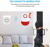 WiFi Smart Home Security Alarm System, DIY Wireless No Monthly Fee with APP Push and Calling Alarms, 6 Pieces-Kit (Alarm Siren, Door Window Sensor, Remote), Work with Alexa for House Apartment