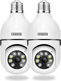 Eversecu 1080P 2.0MP Wireless Light Bulb PTZ Security Camera with E27 Connector, Motion Auto Tracking, Two Way Audio, Night Vision, Tuya Smart Life App WiFi IP PTZ CCTV Camera (2 Pack)