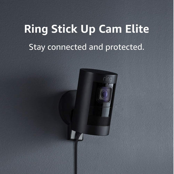 Ring Stick Up Cam Elite, Power over Ethernet HD Security Camera with Two-Way Talk, Night Vision, Black, Works with Alexa