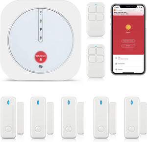 YISEELE Home Security System, Door Alarm System with WiFi, Alarm Security with Phone APP Alert, 9-Piece Kit: Alarm Siren, Door Window Sensor, Remote, Work with Alexa and Google for House, Apartment