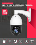 EVERSECU 1080p Auto Tracking 30x Zoom IP PTZ CCTV Camera with an External POE Splitter, RTSP for Online Streaming with Long Range Infrared Night Vision Outdoor high Speed Dome Security Camera