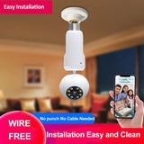 Eversecu 2MP 1080P Wireless Lightbulb Powered PTZ Security Camera with E27 Bulb Connector, Motion Auto Tracking, Two Way Audio, Night Vision, 2.4ghz WiFi IP PTZ CCTV Camera