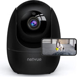 Netvue Indoor Camera, 1080P FHD 2.4GHz WiFi Pet Camera, Home Camera for Pet/Baby, Dog Camera 2-Way Audio, Indoor Security Camera Night Vision, AI Human Detection, Cloud Storage/TF Card, Black