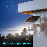 2K 4MP Outdoor Camera Wireless, Ctronics Solar Powered Security Camera with 10000mAh Rechargeable Battery, Solar Spotlight PTZ Camera , 2560x1440P Night Vision, PIR Human Detection, 2-Way Audio, IP66