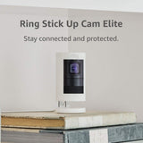 Ring Stick Up Cam Elite, Power over Ethernet HD Security Camera with Two-Way Talk, Night Vision, White, Works with Alexa