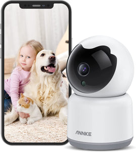 ANNKE Crater WiFi Pan Tilt Smart Security Camera, 1080p Baby/Pet Monitor Indoor Camera 360-degree with Two-Way Audio, Human Motion Detection, One-Touch Alarm, Cloud & SD Card Storage, Works with Alexa