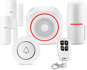 WiFi Smart Home Security Alarm System, DIY Wireless No Monthly Fee with APP Push and Calling Alarms, 6 Pieces-Kit (Alarm Siren, Door Window Sensor, Remote), Work with Alexa for House Apartment