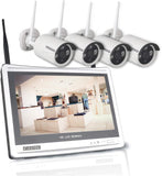 [8CH Expandable] 2K 3MP Home Security Cameras System with 12 Inch Monitor & NVR Combo Surveillance Kits, 8 Channel Cameras CCTV System with 4Pcs Wireless Video 3.0MP IP Cameras,Free APP(No HDD)