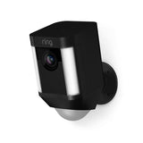 Certified Refurbished Ring Spotlight Cam Wired: Plugged-in HD security camera with built-in spotlights, two-way talk and a siren alarm, Black, Works with Alexa