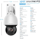 Amcrest 4MP Outdoor PTZ POE + IP Camera Pan Tilt Zoom (Optical 32x Motorized) UltraHD POE+ Camera Security Speed Dome, People and Vehicle Detection AI, 492ft Night Vision POE+ (802.3at) IP4M-1083EW-AI