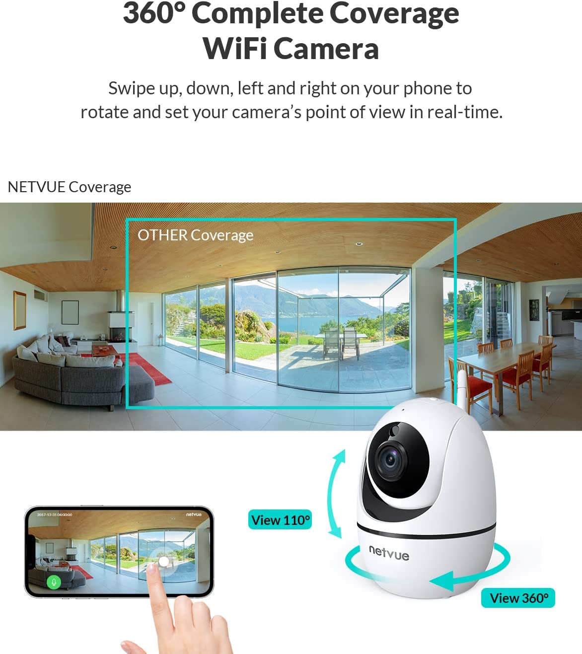Netvue Outdoor Security Camera, 2K Surveillance Cameras Wireless Wifi  Battery with AI - Only for 2.4GHz 