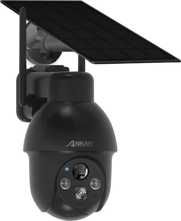 ANRAN 2K Security Camera Outdoor - Solar Camera Wireless with 360¡ã View, Smart Siren, Spotlights, 3MP Color Night Vision, AI Human Detection, 2-Way Talk, Compatible with Alexa, Q3 Black