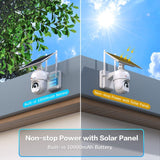 2K 4MP Outdoor Camera Wireless, Ctronics Solar Powered Security Camera with 10000mAh Rechargeable Battery, Solar Spotlight PTZ Camera , 2560x1440P Night Vision, PIR Human Detection, 2-Way Audio, IP66