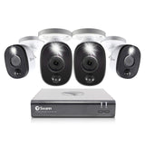 Swann 8 Channel 4 Camera Security System, Wired Surveillance 1080p HD DVR 1TB HDD, Audio Capture, Weatherproof, Color Night Vision, Heat & Motion Sensing Warning Light, Alexa + Google, SWDVK-845804WL